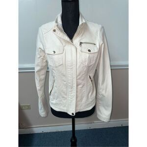 Ci Sono Light Cream Bomber Jacket with Zippers
